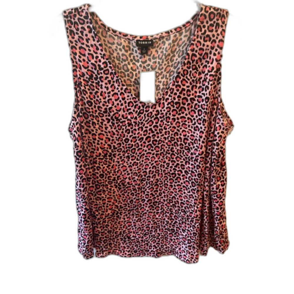 New Torrid Pink and Black  Sleeveless Leopard Print Blouse Size 0